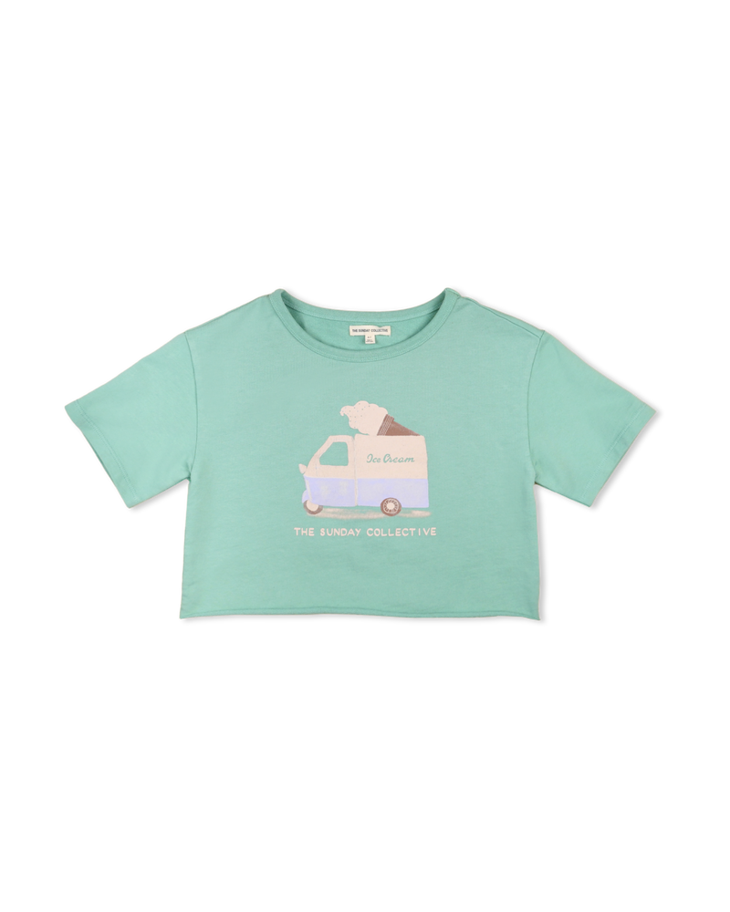 Cropped Skater Tee in River Green